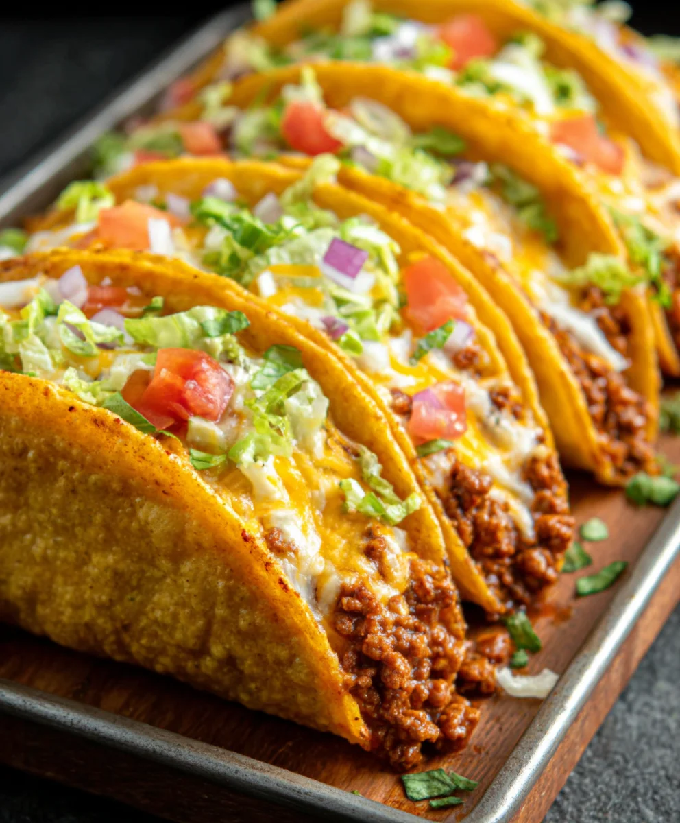 Crispy Oven-Baked Cheesy Beef Tacos - Delicious!