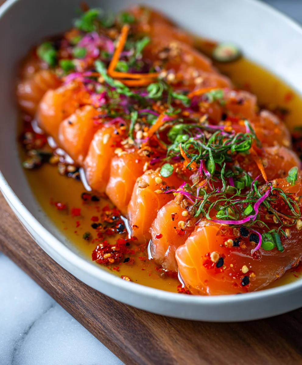 Spicy Salmon Crudo- Fresh & Flavorful Carrot Dish