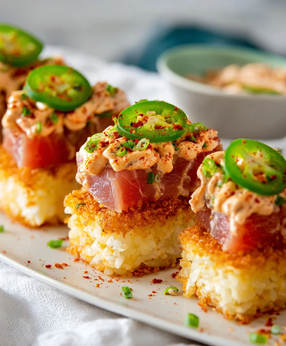 Spicy Tuna Crispy Rice Bites-Easy Recipe