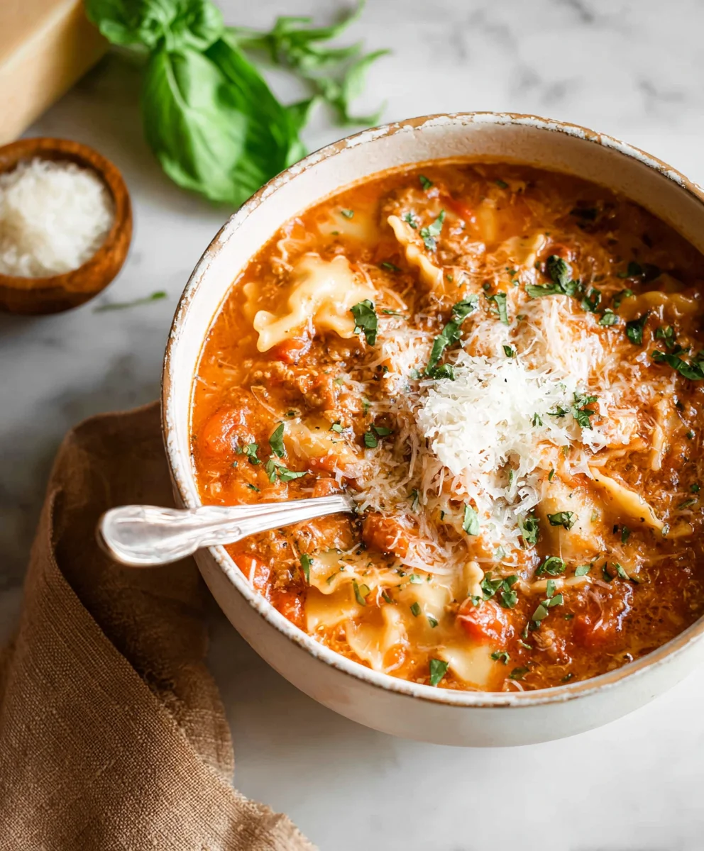 Easy Creamy Lasagna Soup-Quick Comfort Food Recipe
