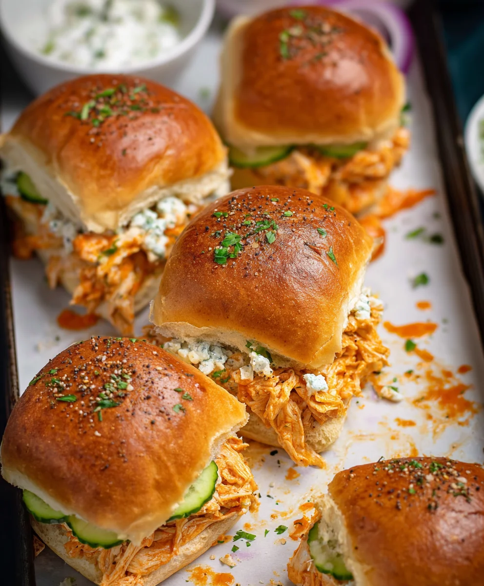 Spicy Buffalo Chicken Sliders- Easy Party Appetizer