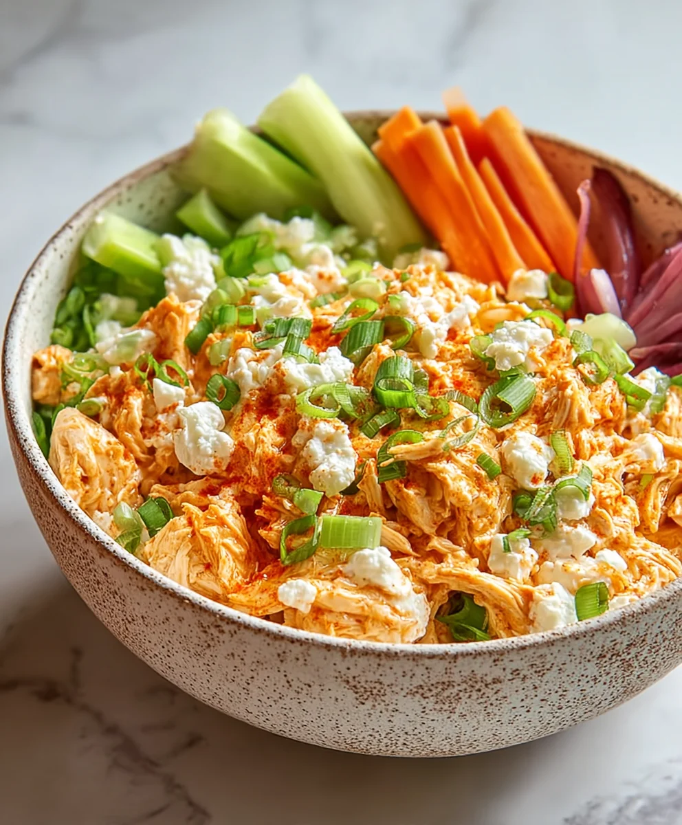 Buffalo Chicken Cottage Cheese Bowl- Healthy & Easy