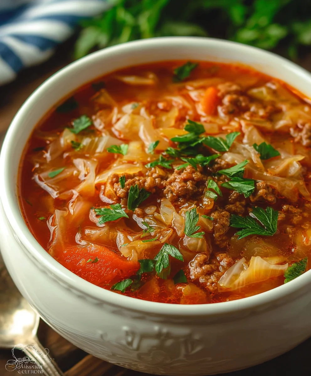 Hearty Cabbage Roll Soup- Easy Beef & Non-Non-Non-Alcoholic Alternativeic Recipe