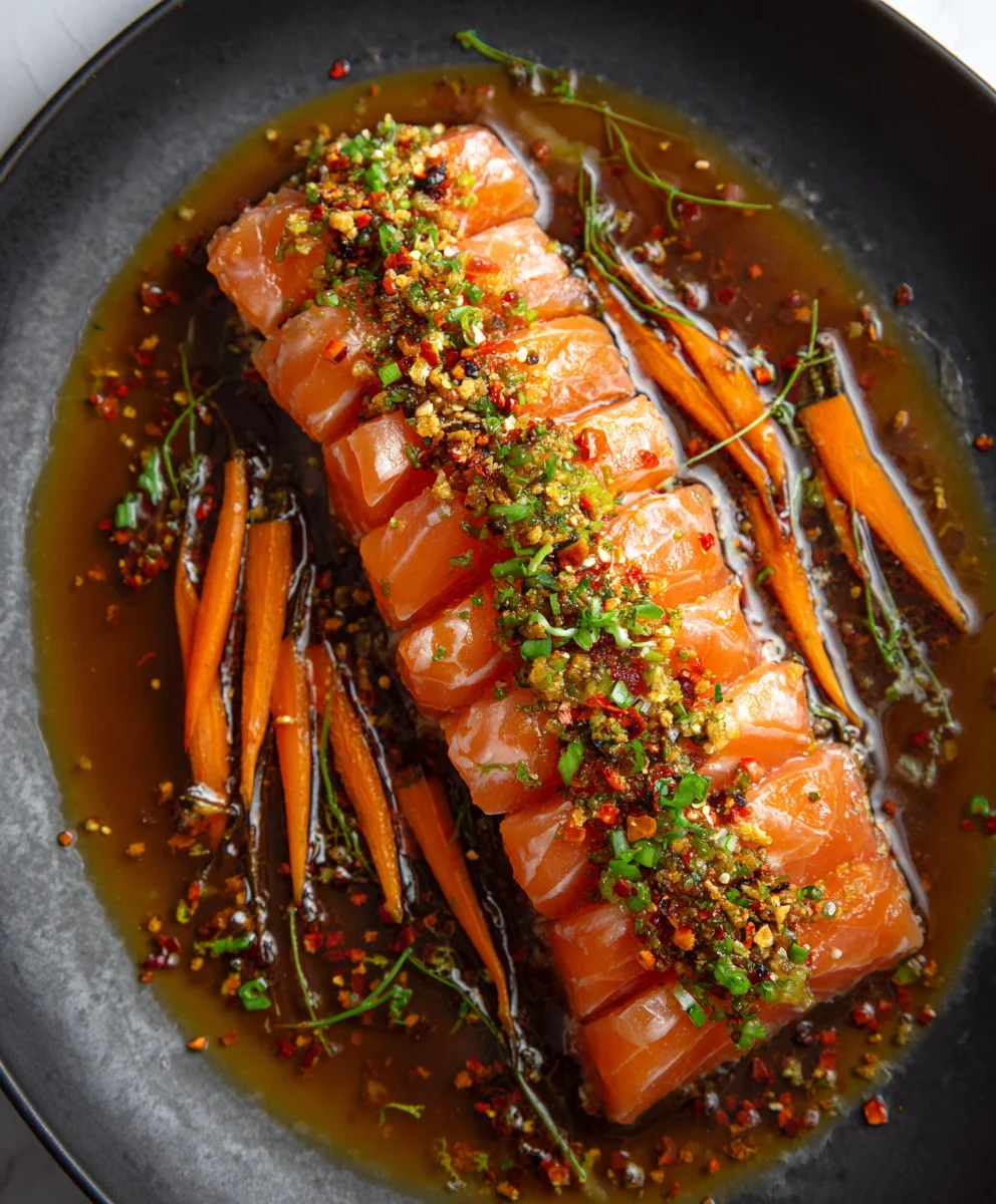 Spicy Salmon Crudo- Fresh & Flavorful Carrot Dish