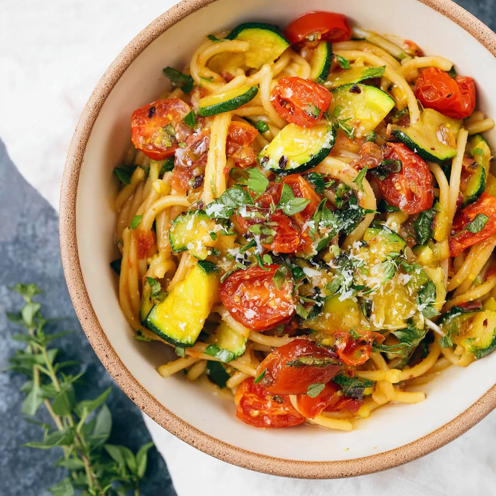 Healthy Tomato Zucchini Pasta - Quick & Easy Meal