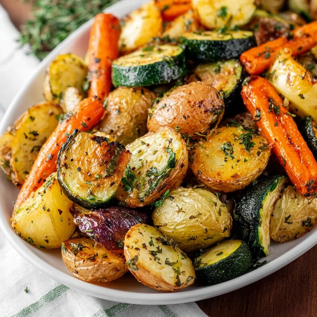 Garlic Herb Roasted Potatoes Carrots Zucchini