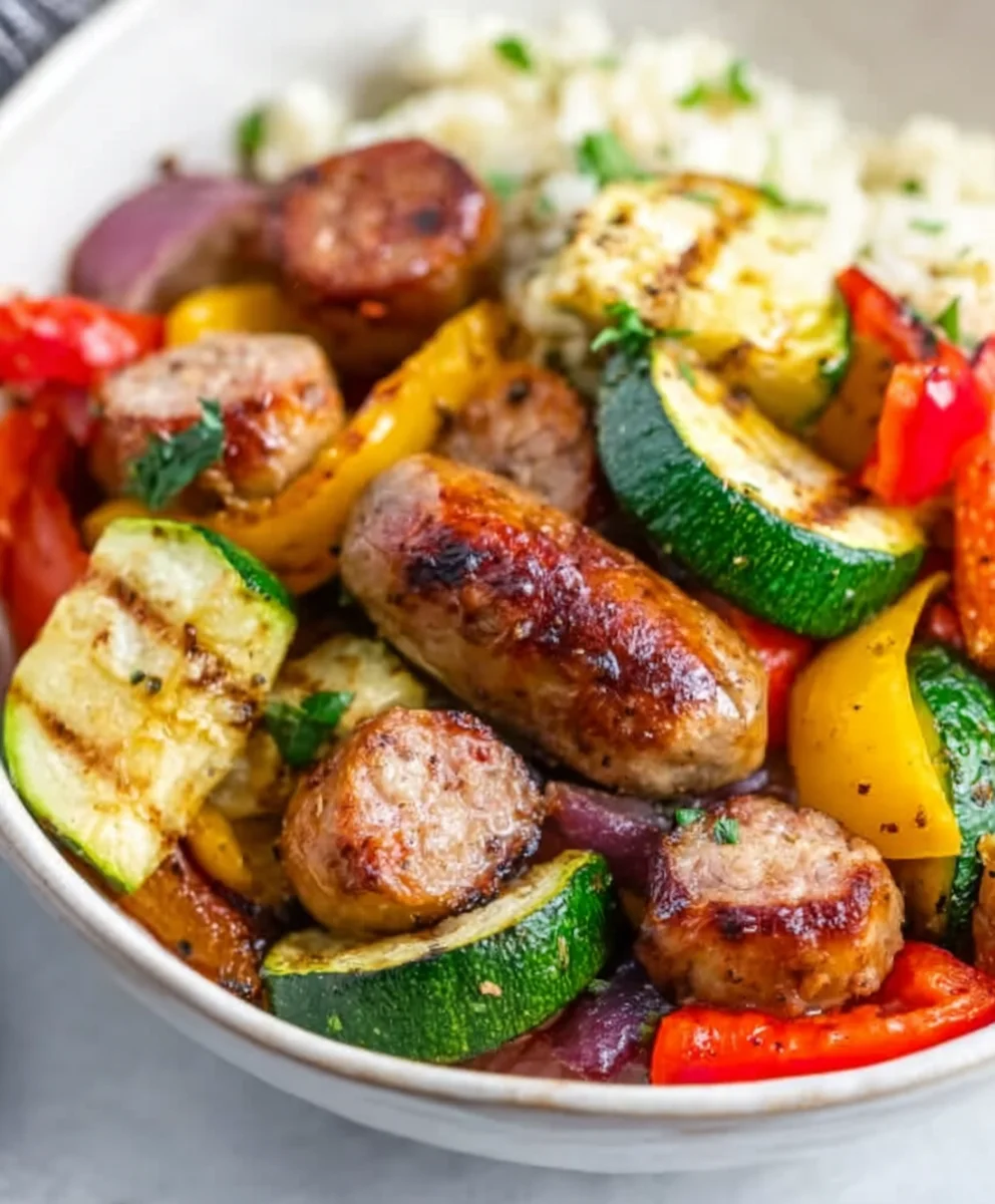 Easy Air Fryer Chicken Sausage & Veggies Dinner