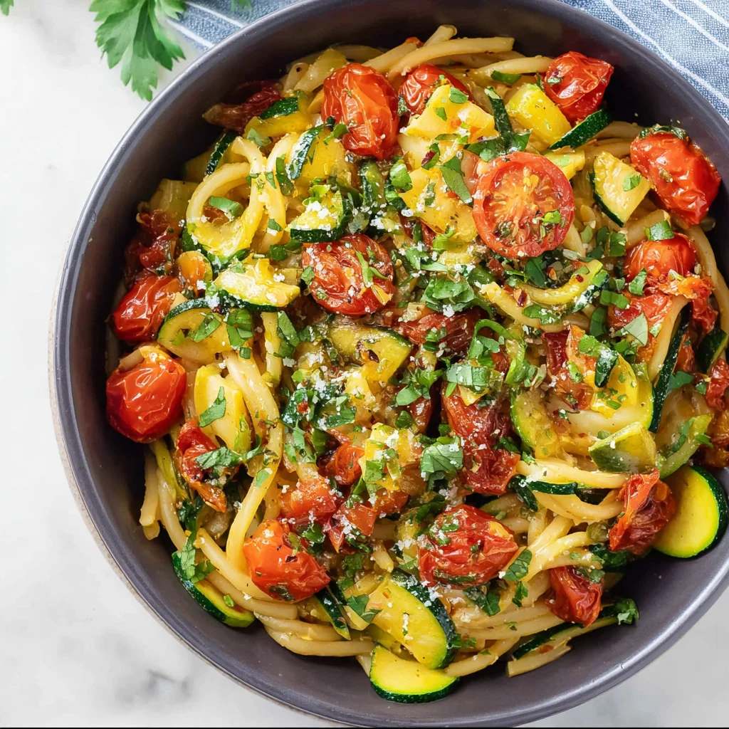 Healthy Tomato Zucchini Pasta - Quick & Easy Meal