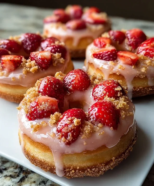 Freshly Glazed Strawberry Crunch Donuts