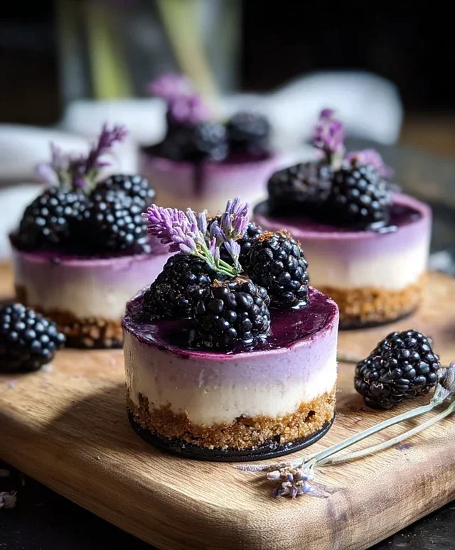 Luscious Blackberry Lavender Cheesecakes