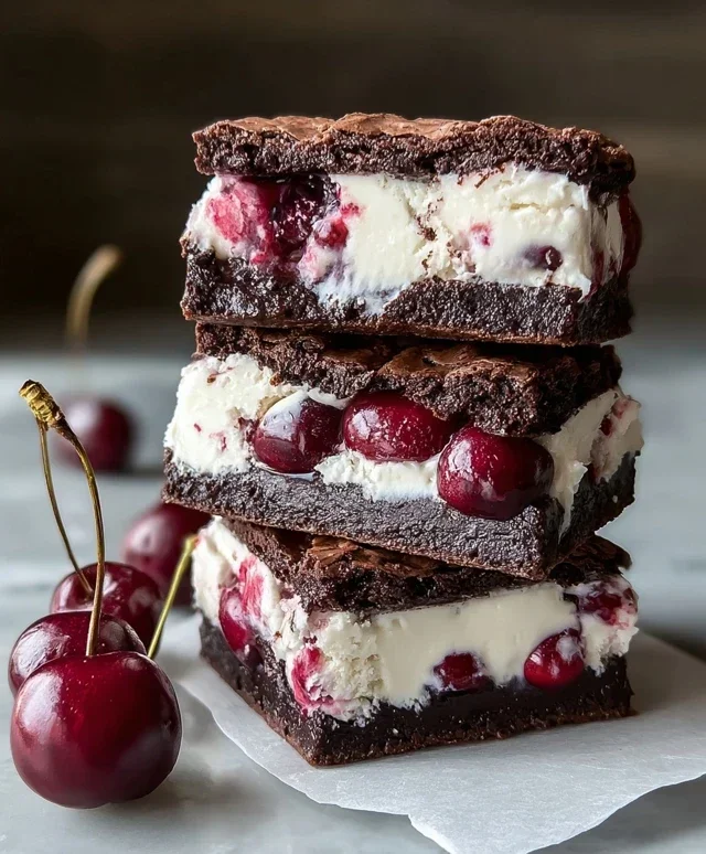 Cherry Brownie Ice Cream Sandwiches