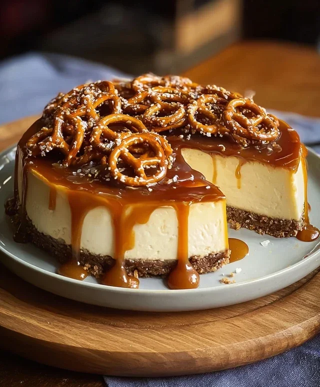 Salted Caramel Pretzel Cheesecake