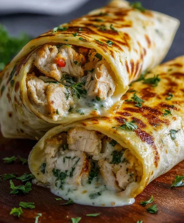 Cheesy Garlic Chicken Wraps