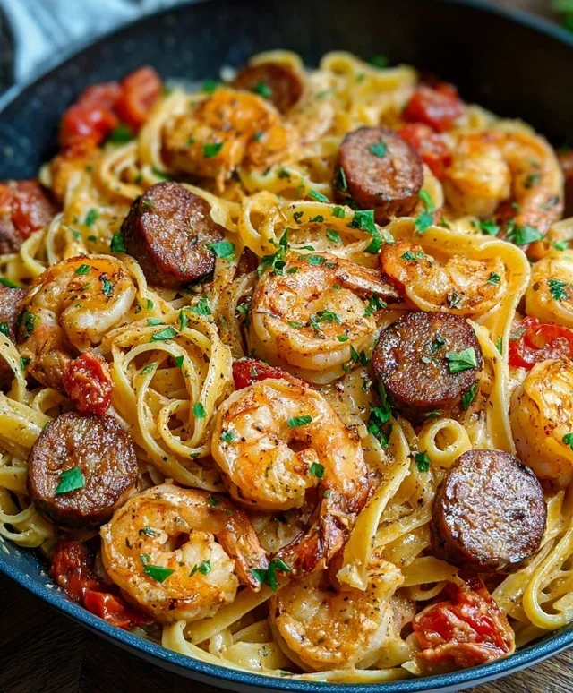 Creamy Cajun Shrimp Pasta with Sausage