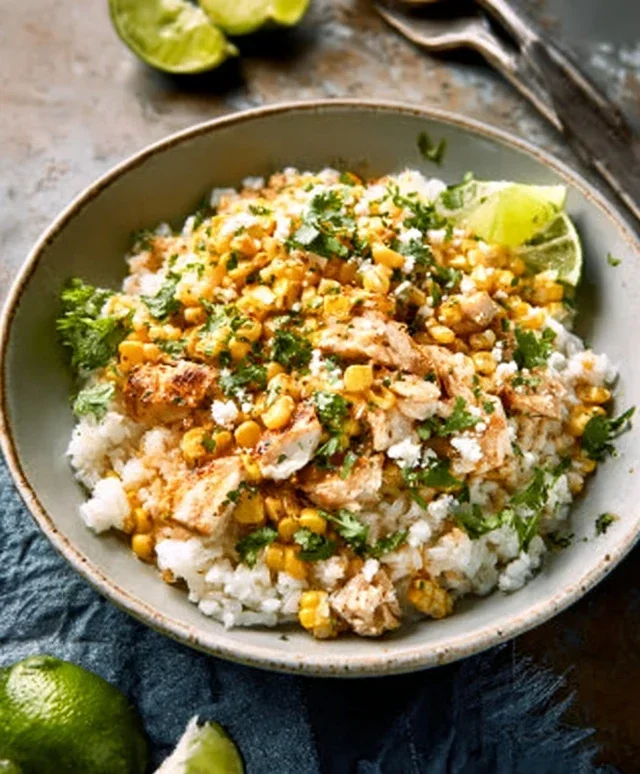 Street Corn Chicken Rice Bowl