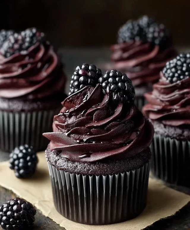 Dark Chocolate Blackberry Cupcakes
