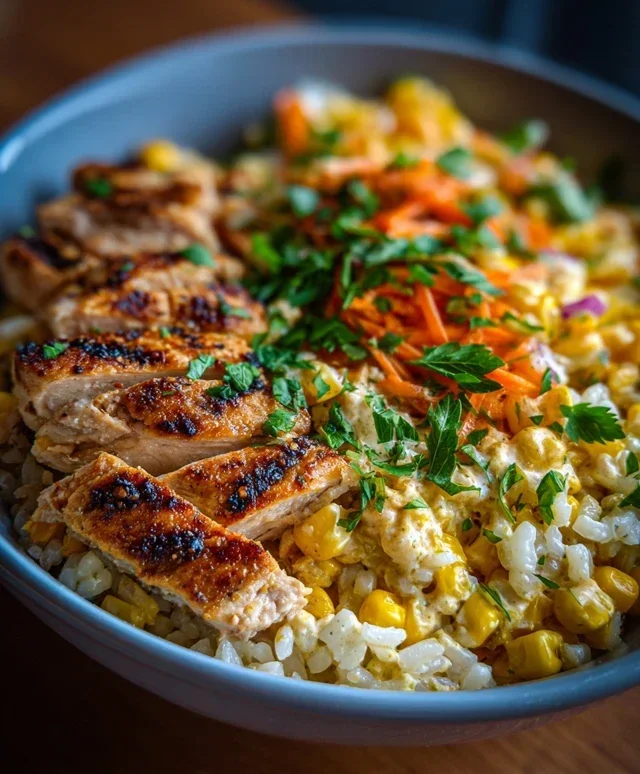 Street Corn Chicken Rice Bowl