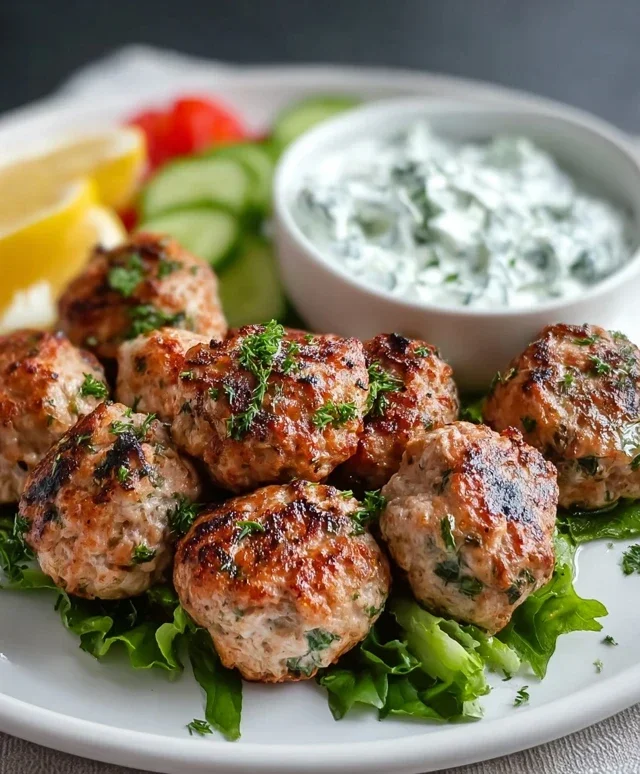 Greek Turkey Meatballs with Tzatziki