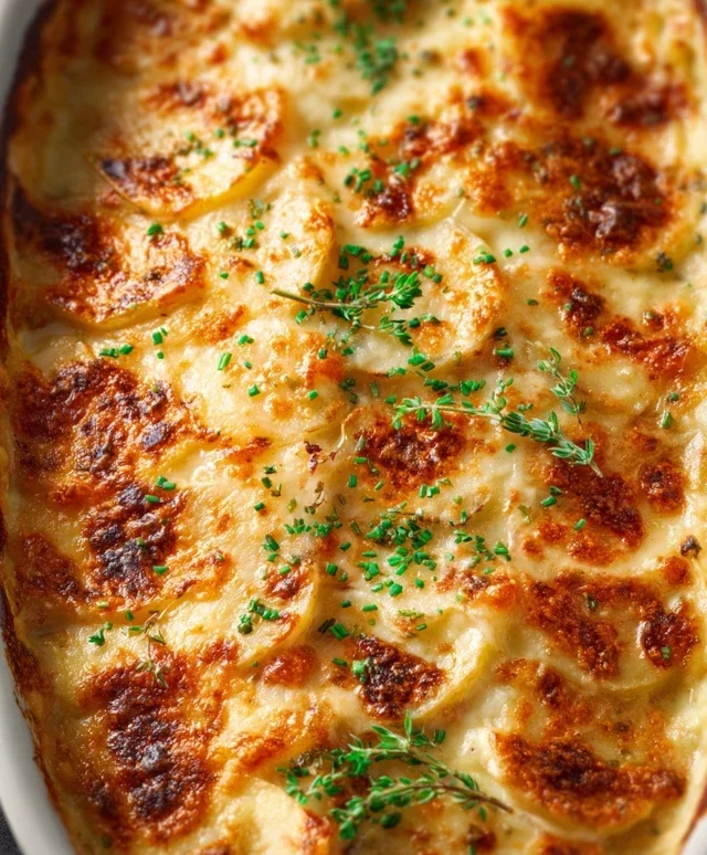 Roasted Garlic Potatoes au Gratin